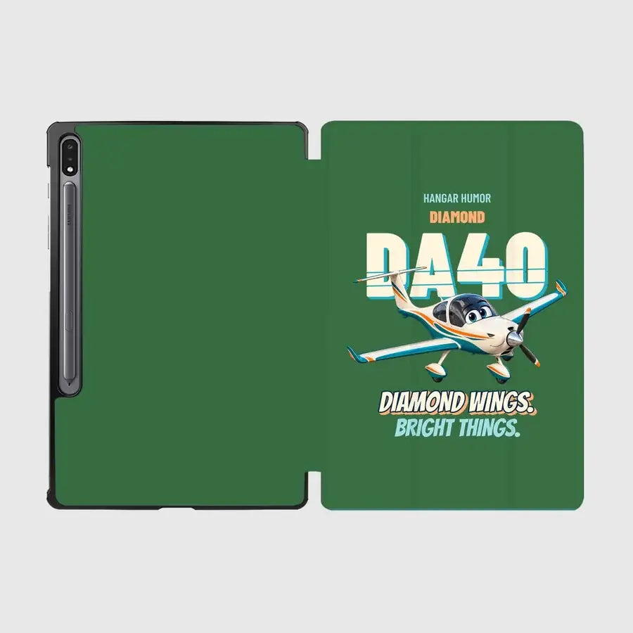 Diamond DA40 - Diamond wings. Bright things. design on green samsung tablet tablet case