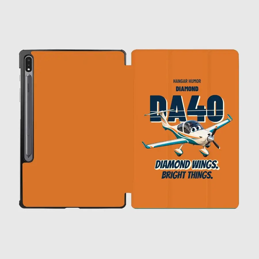 Diamond DA40 - Diamond wings. Bright things. design on orange samsung tablet tablet case