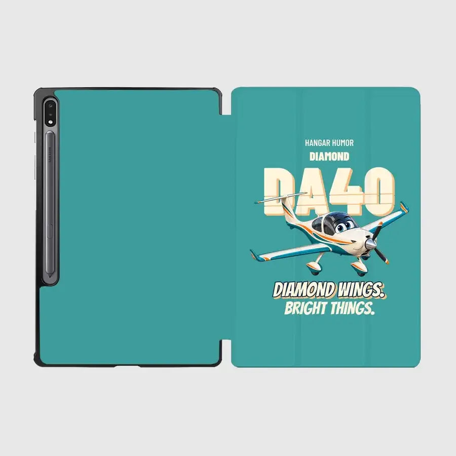 Diamond DA40 - Diamond wings. Bright things. design on turquoise samsung tablet tablet case