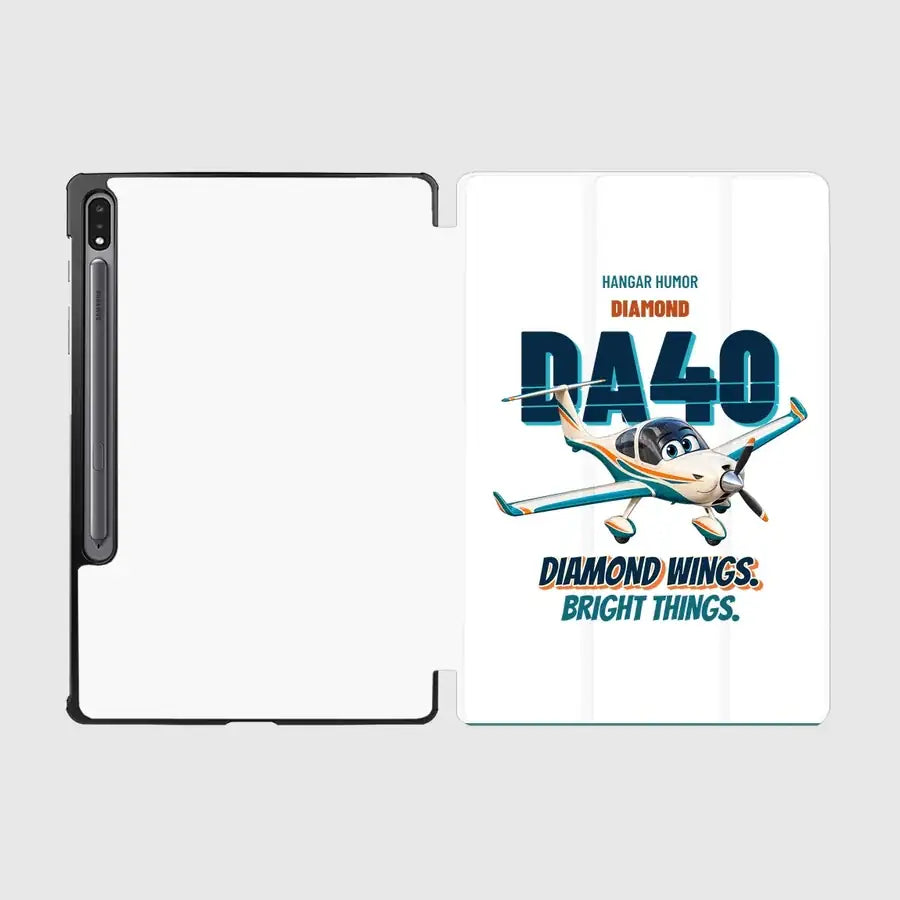 Diamond DA40 - Diamond wings. Bright things. design on white samsung tablet tablet case