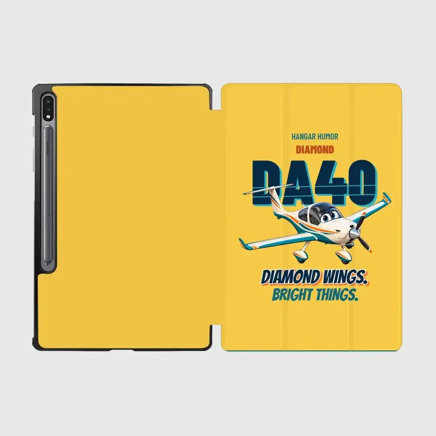 Diamond DA40 - Diamond wings. Bright things. design on yellow samsung tablet tablet case