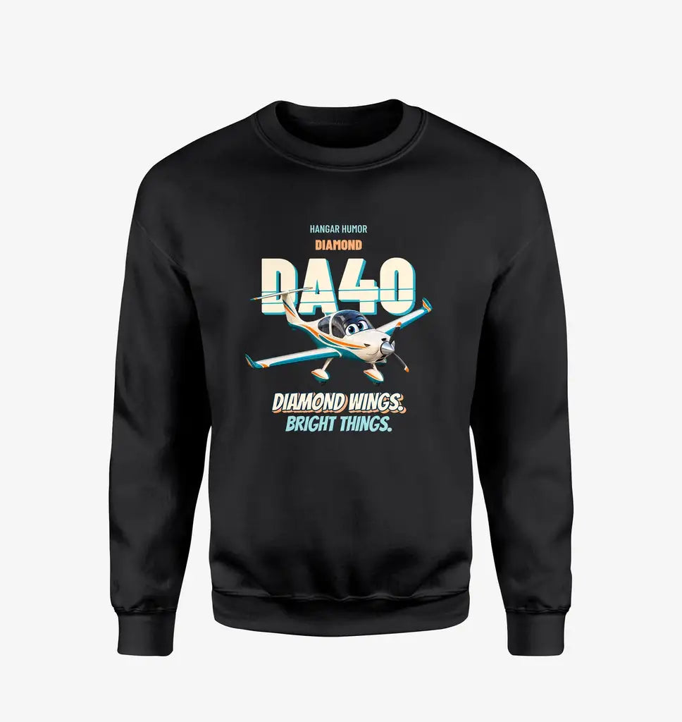 Diamond DA40 - Diamond wings. Bright things. design on black sweatshirt