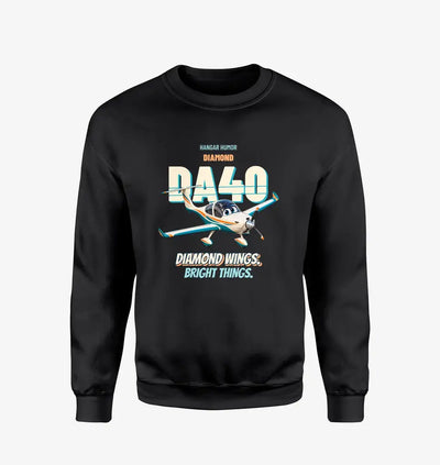 Diamond DA40 - Diamond wings. Bright things. design on black sweatshirt