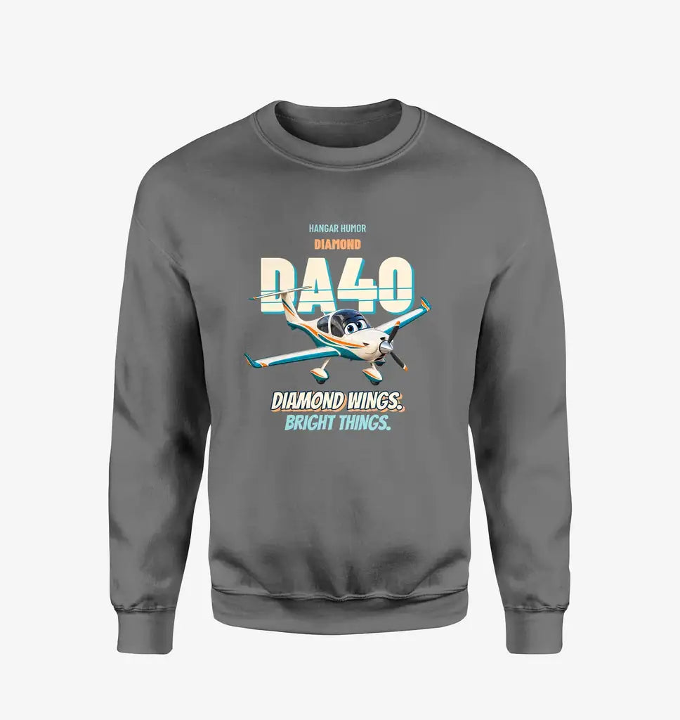Diamond DA40 - Diamond wings. Bright things. design on gray sweatshirt