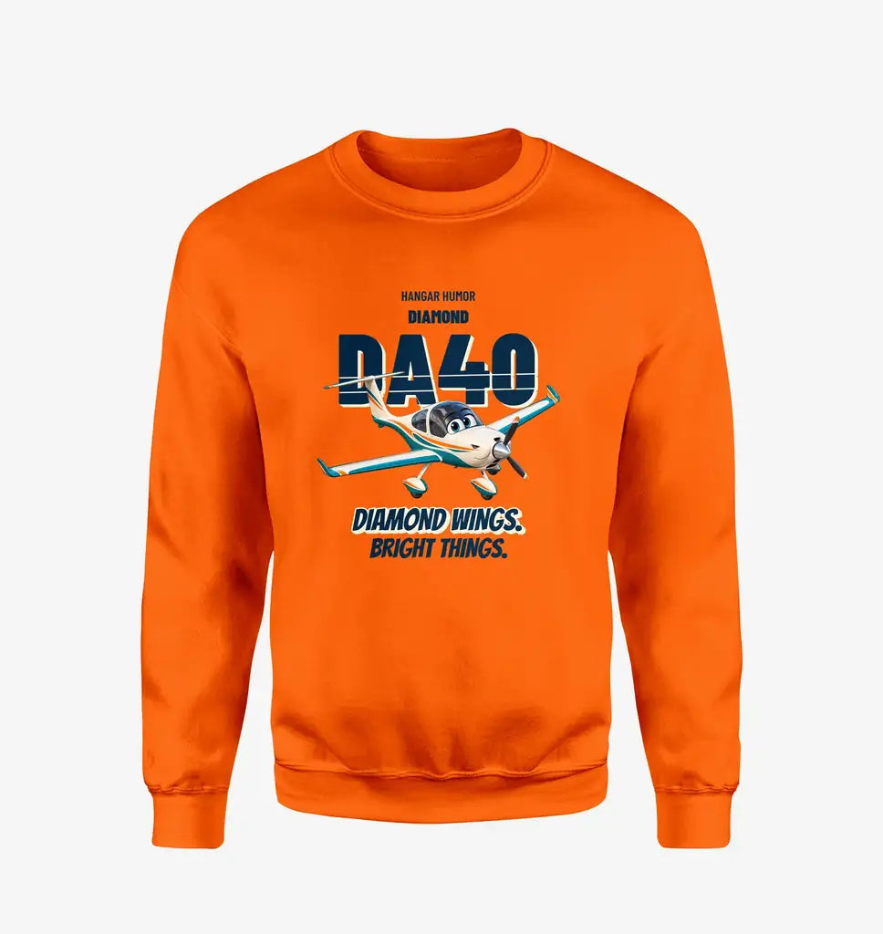 Diamond DA40 - Diamond wings. Bright things. design on orange sweatshirt
