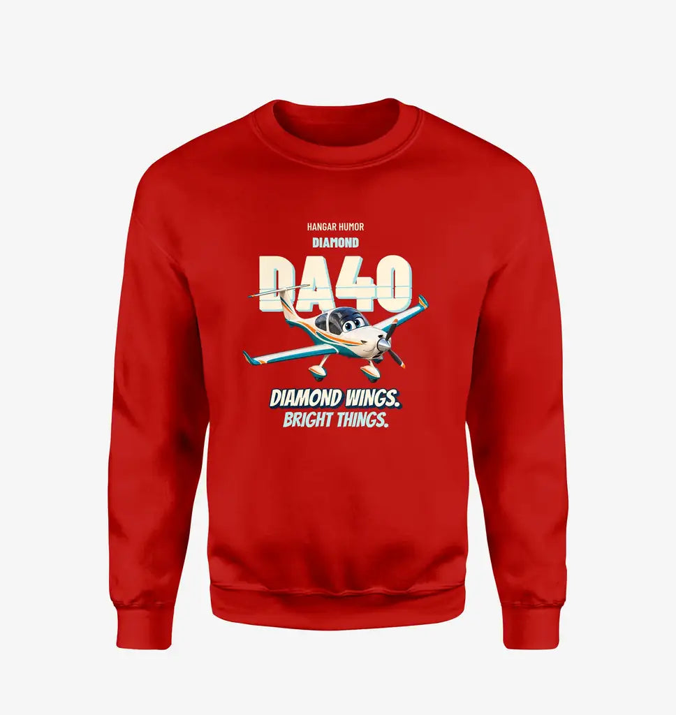 Diamond DA40 - Diamond wings. Bright things. design on red sweatshirt
