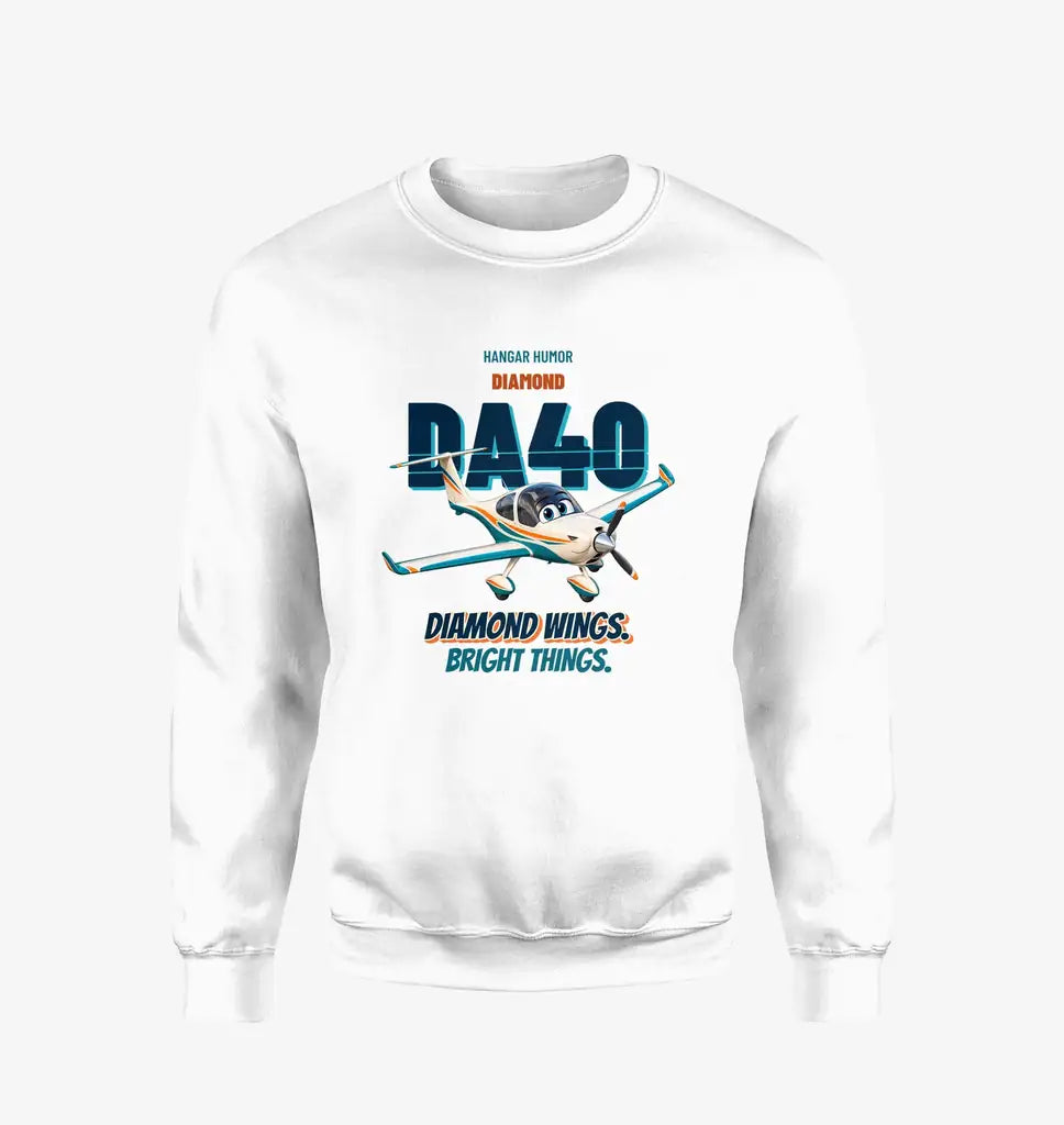 Diamond DA40 - Diamond wings. Bright things. design on white sweatshirt