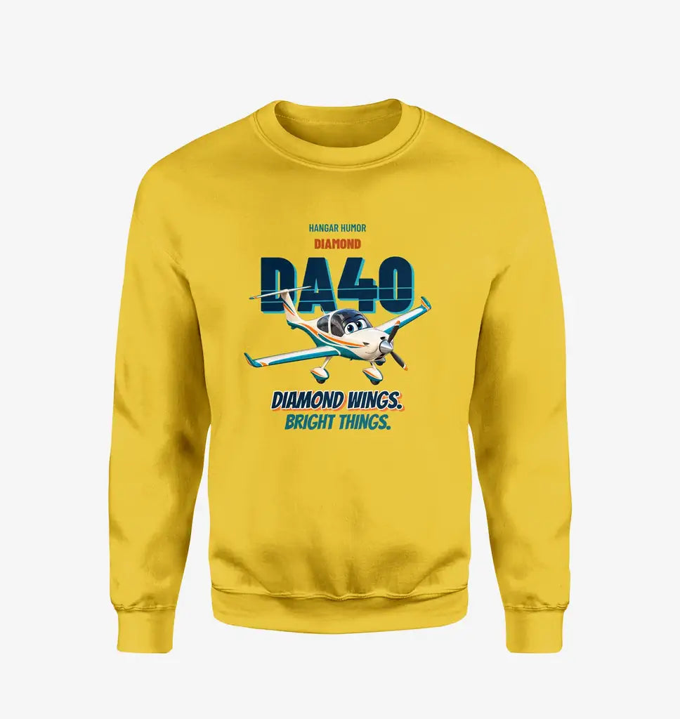 Diamond DA40 - Diamond wings. Bright things. design on yellow sweatshirt
