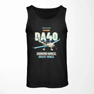 Diamond DA40 - Diamond wings. Bright things. design on black tank top