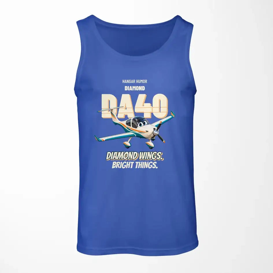 Diamond DA40 - Diamond wings. Bright things. design on blue tank top