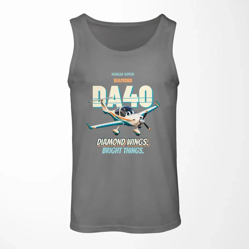 Diamond DA40 - Diamond wings. Bright things. design on gray tank top