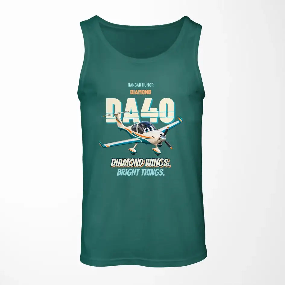 Diamond DA40 - Diamond wings. Bright things. design on green tank top