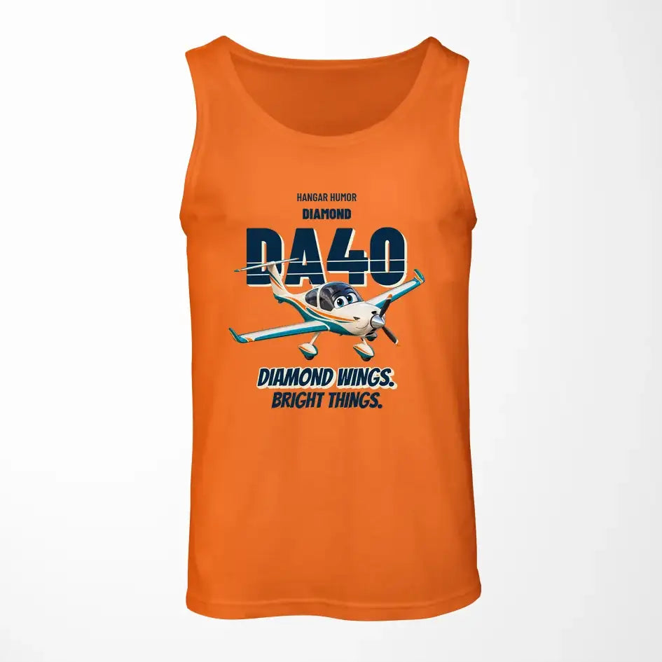 Diamond DA40 - Diamond wings. Bright things. design on orange tank top