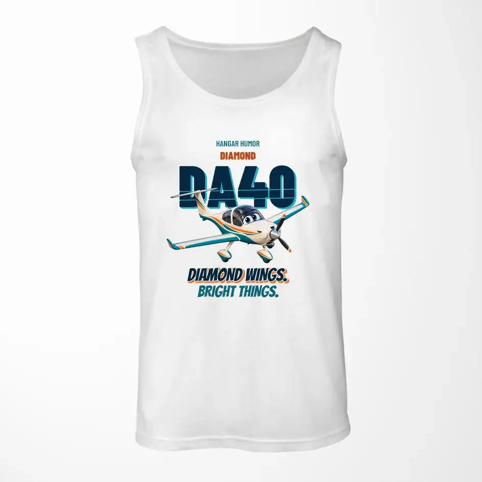 Diamond DA40 - Diamond wings. Bright things. design on white tank top