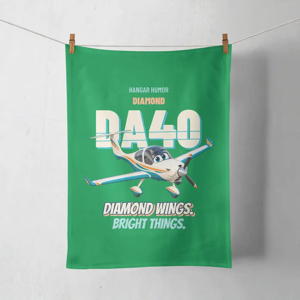 Diamond DA40 - Diamond wings. Bright things. design on green towel