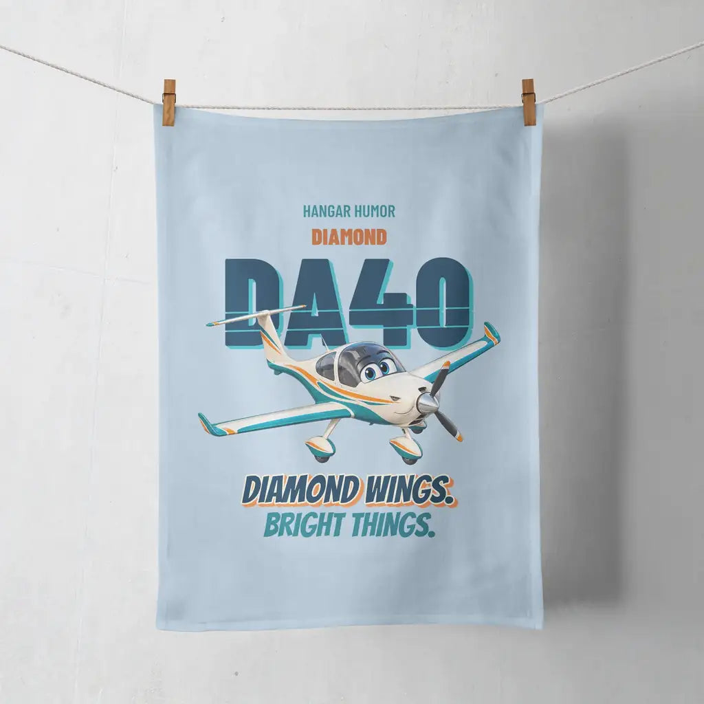 Diamond DA40 - Diamond wings. Bright things. design on light blue towel