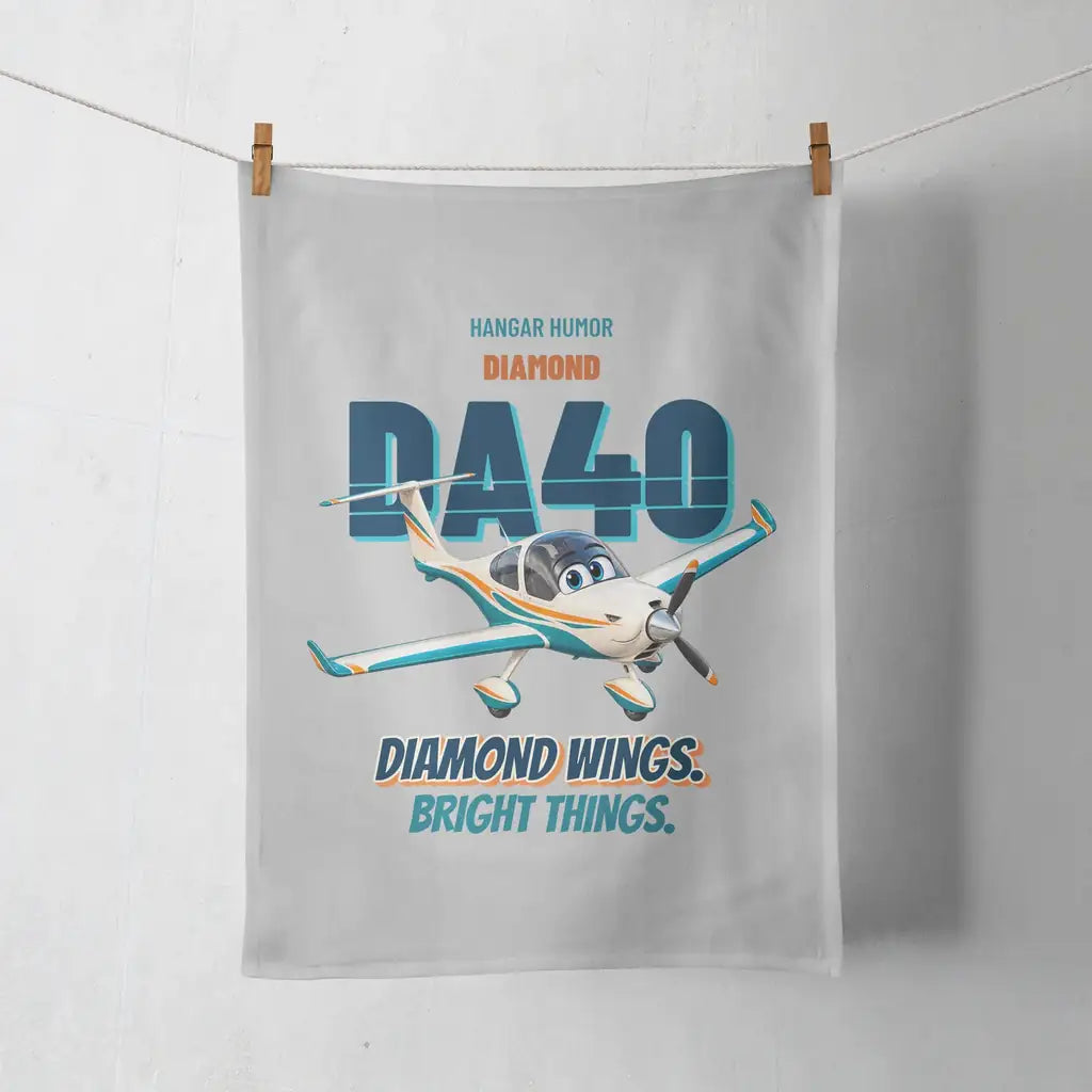 Diamond DA40 - Diamond wings. Bright things. design on light gray towel