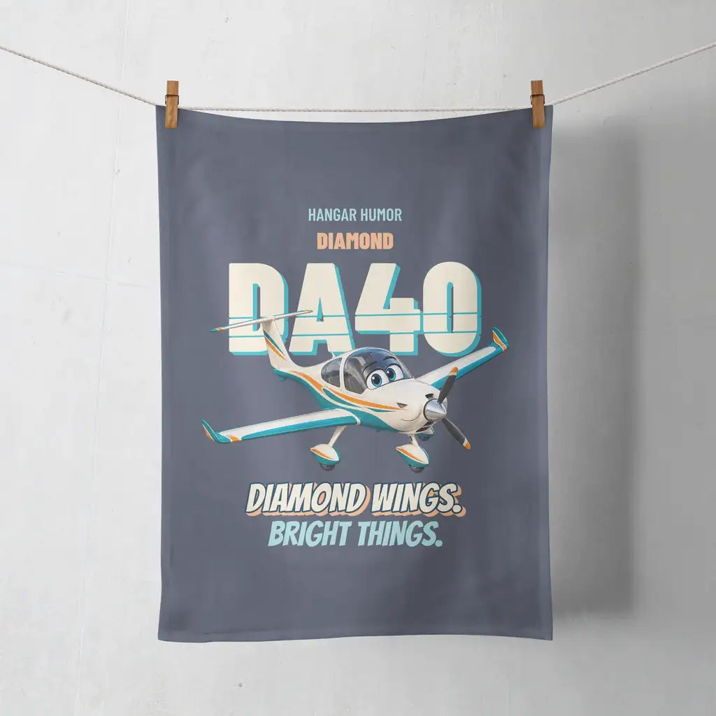 Diamond DA40 - Diamond wings. Bright things. design on navy blue towel