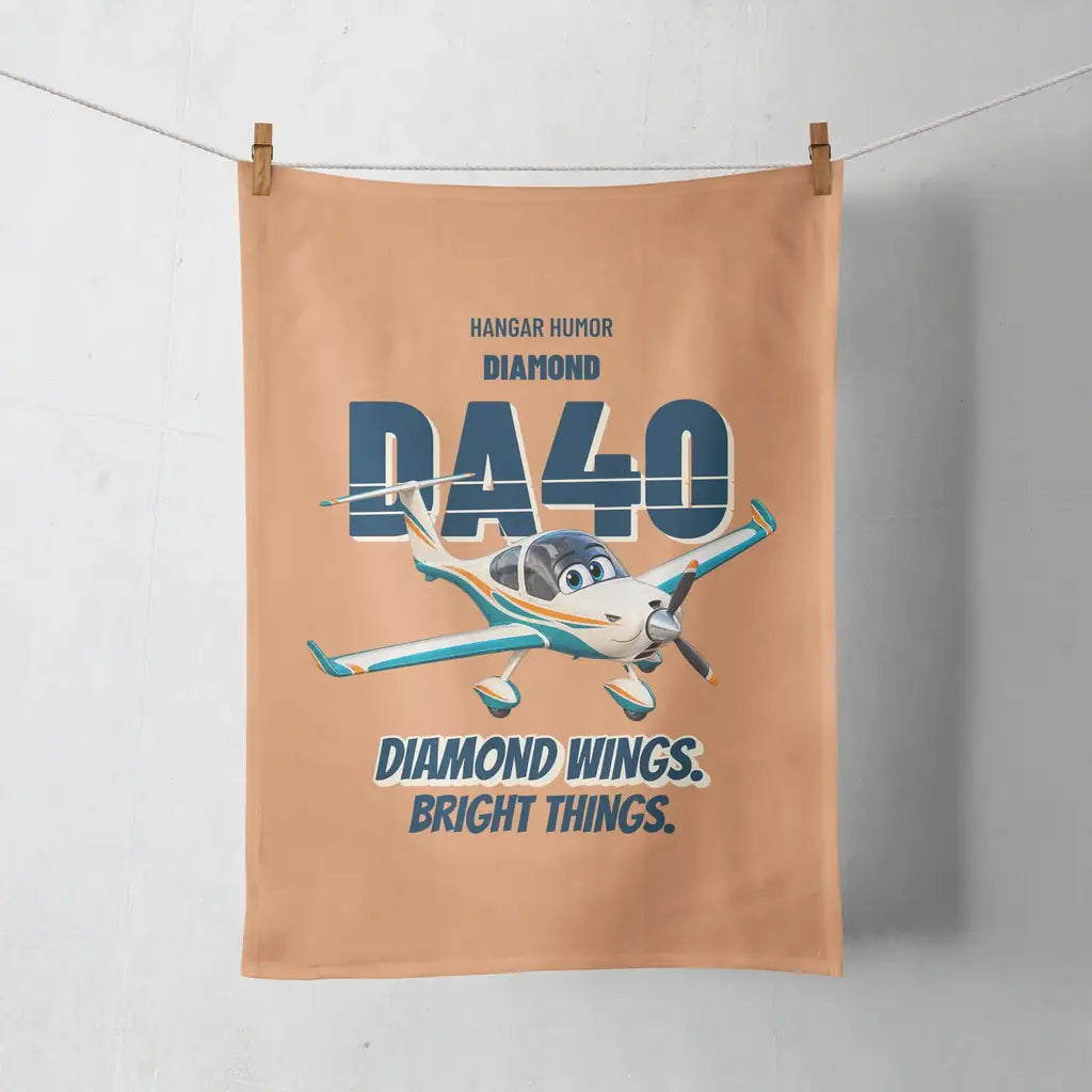 Diamond DA40 - Diamond wings. Bright things. design on orange towel
