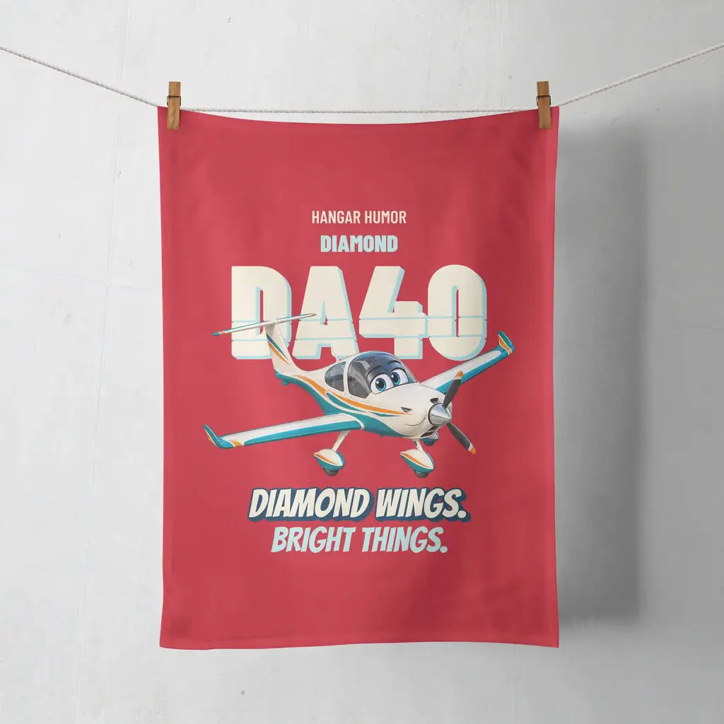 Diamond DA40 - Diamond wings. Bright things. design on red towel