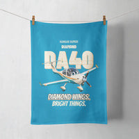 Thumbnail for Diamond DA40 - Diamond wings. Bright things. design on turquoise towel