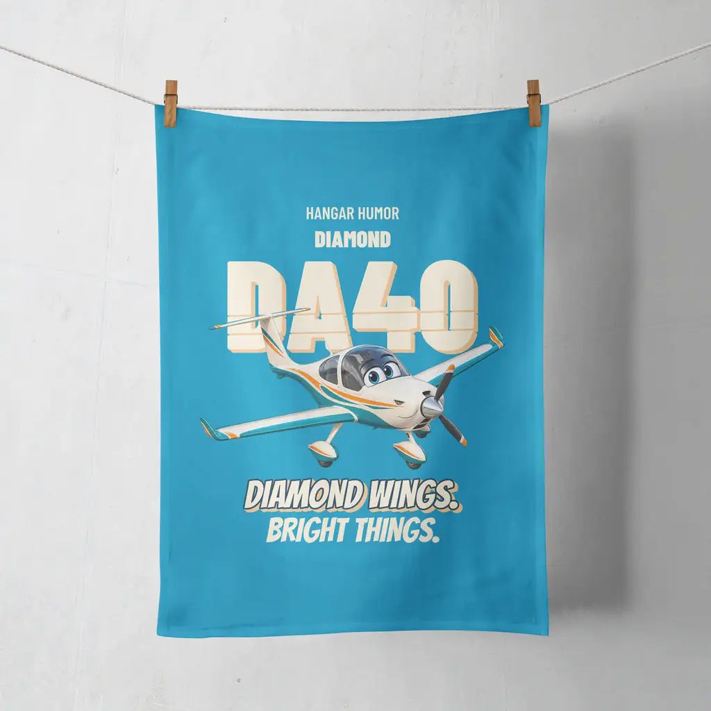 Diamond DA40 - Diamond wings. Bright things. design on turquoise towel