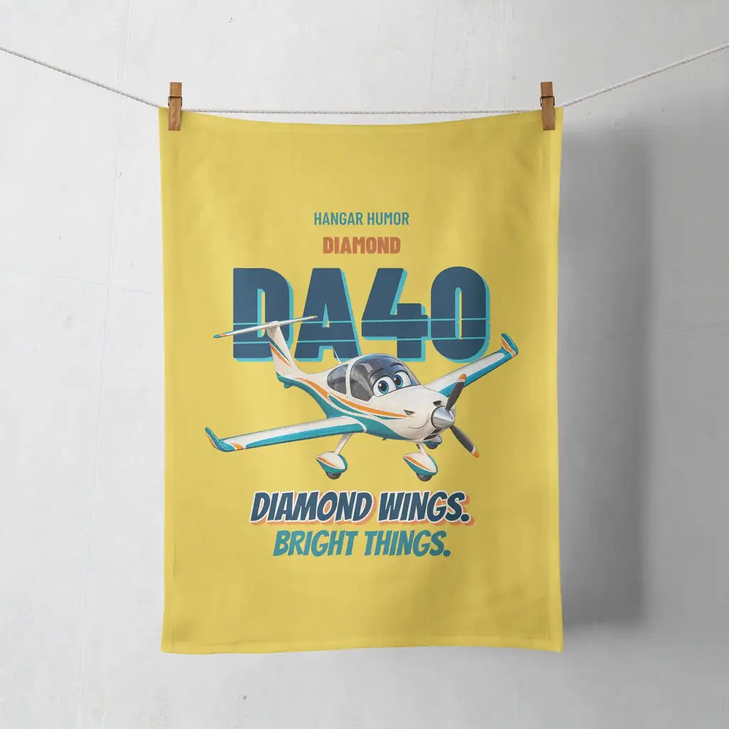 Diamond DA40 - Diamond wings. Bright things. design on yellow towel