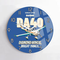 Thumbnail for Diamond DA40 - Diamond wings. Bright things. design on blue no frame wall clock