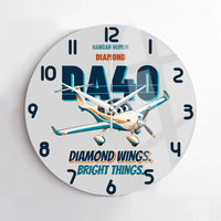 Thumbnail for Diamond DA40 - Diamond wings. Bright things. design on light gray no frame wall clock
