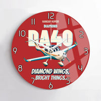 Thumbnail for Diamond DA40 - Diamond wings. Bright things. design on red no frame wall clock