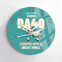Thumbnail for Diamond DA40 - Diamond wings. Bright things. design on turquoise no frame wall clock