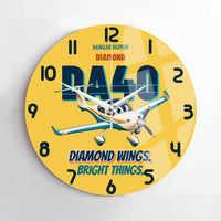 Thumbnail for Diamond DA40 - Diamond wings. Bright things. design on yellow no frame wall clock