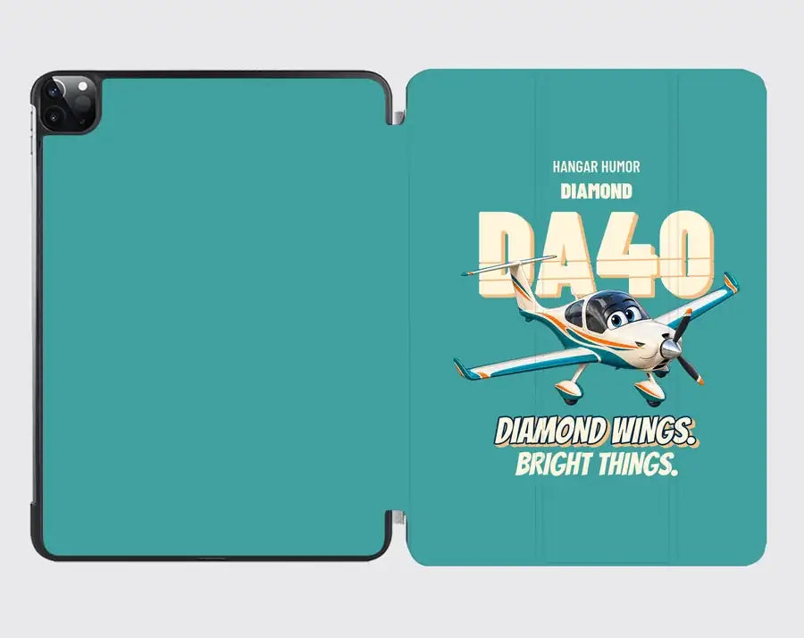 Diamond DA40 - Diamond wings. Bright things. design on turquoise ipad tablet case