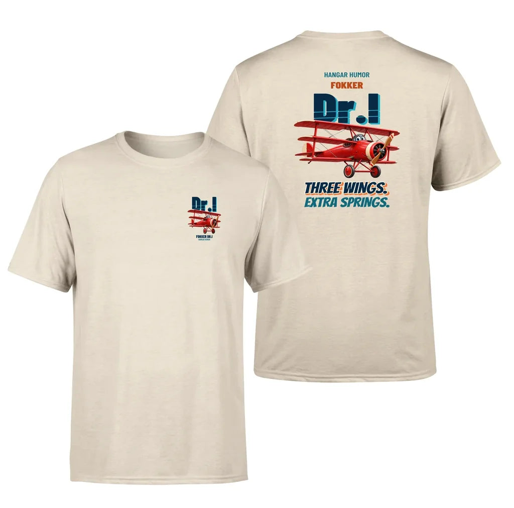 Fokker Dr.I - Three wings. Extra springs. - Double-Side T-Shirt design on beige double side t shirt
