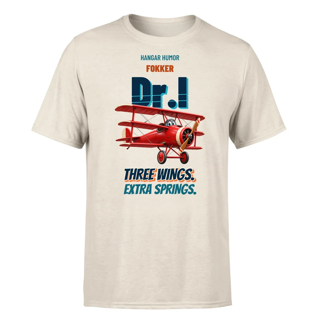 Fokker Dr.I - Three wings. Extra springs. - Premium T-Shirt design on beige premium t shirt