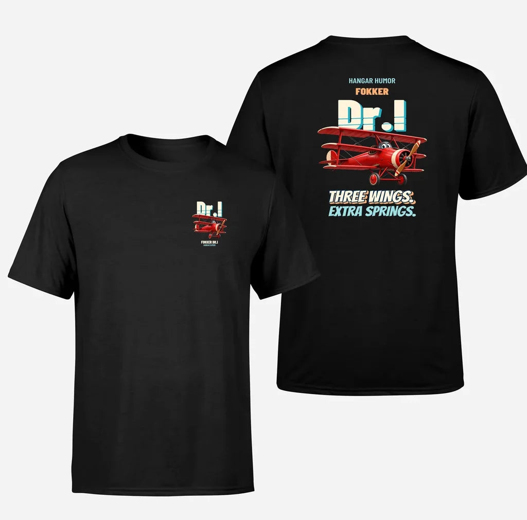 Fokker Dr.I - Three wings. Extra springs. - Double-Side T-Shirt design on black double side t shirt