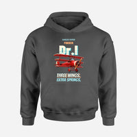 Thumbnail for Fokker Dr.I - Three wings. Extra springs. design on dark gray hoodie single side