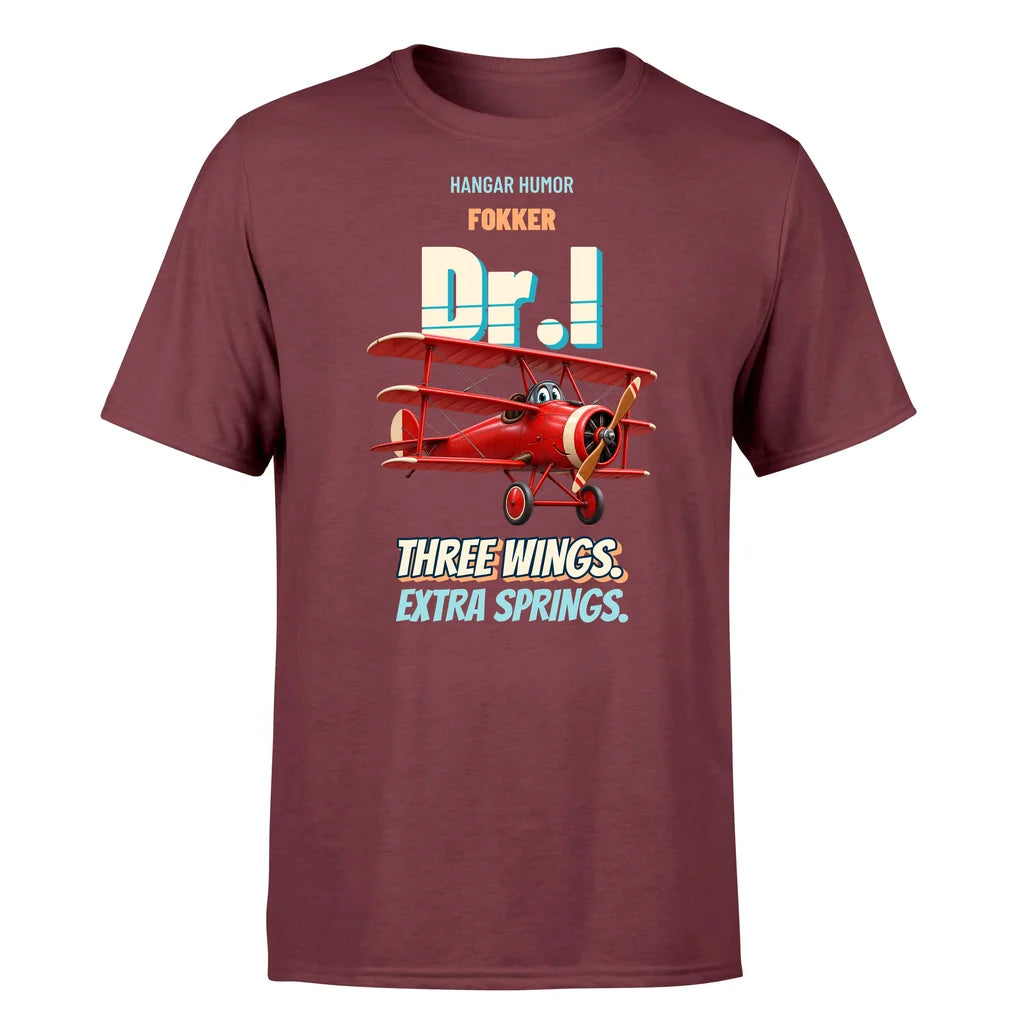 Fokker Dr.I - Three wings. Extra springs. - Premium T-Shirt design on darkred premium t shirt