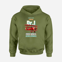Thumbnail for Fokker Dr.I - Three wings. Extra springs. design on green army hoodie single side