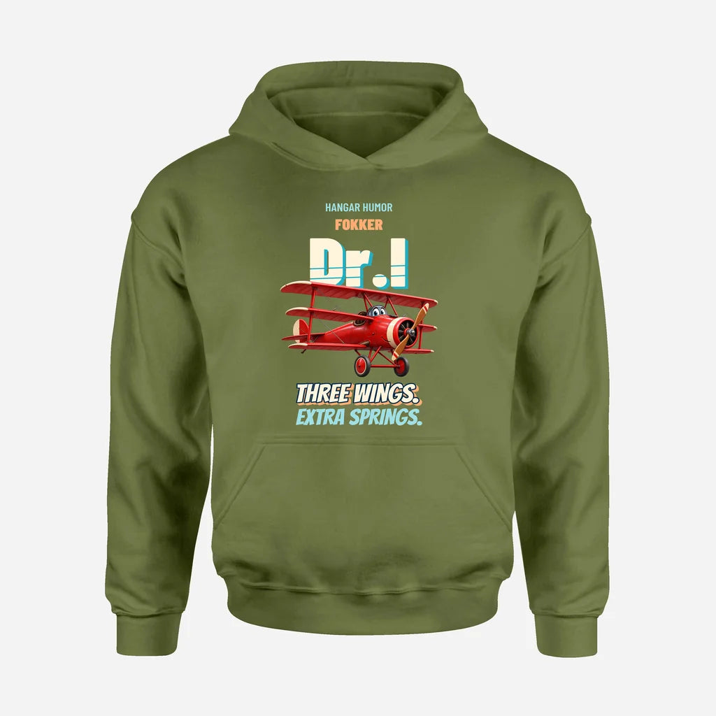 Fokker Dr.I - Three wings. Extra springs. design on green army hoodie single side