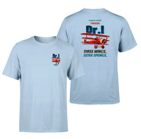 Thumbnail for Fokker Dr.I - Three wings. Extra springs. - Double-Side T-Shirt design on lightblue double side t shirt