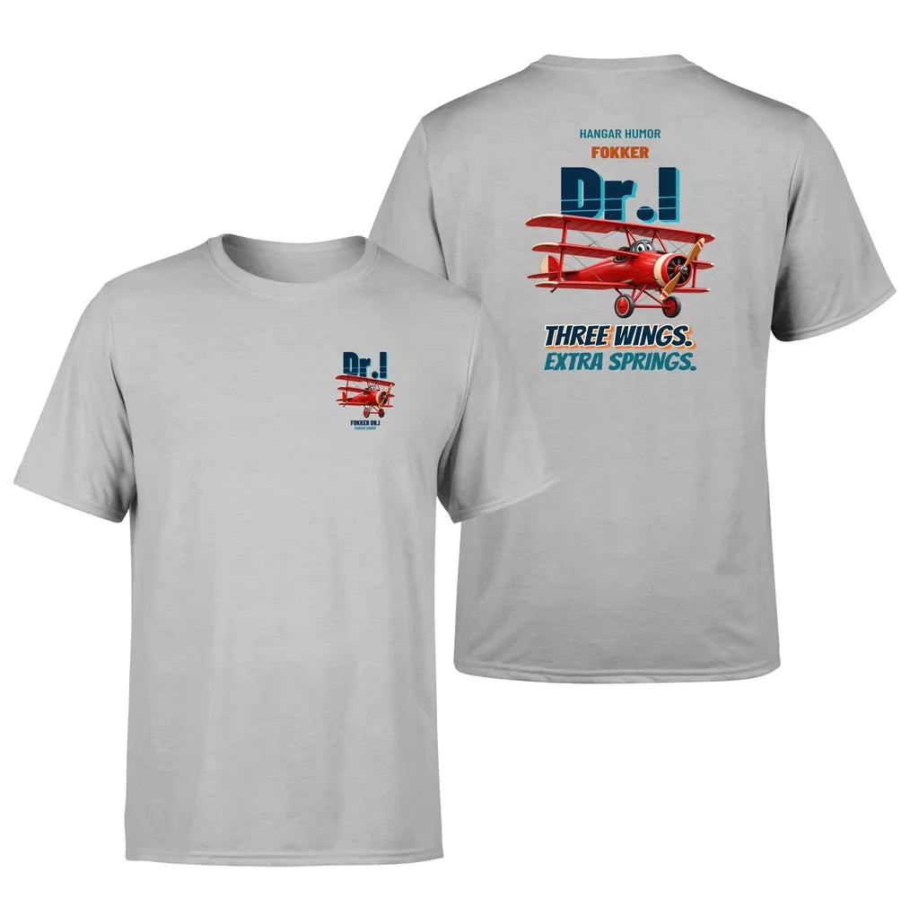 Fokker Dr.I - Three wings. Extra springs. - Double-Side T-Shirt design on lightgray double side t shirt