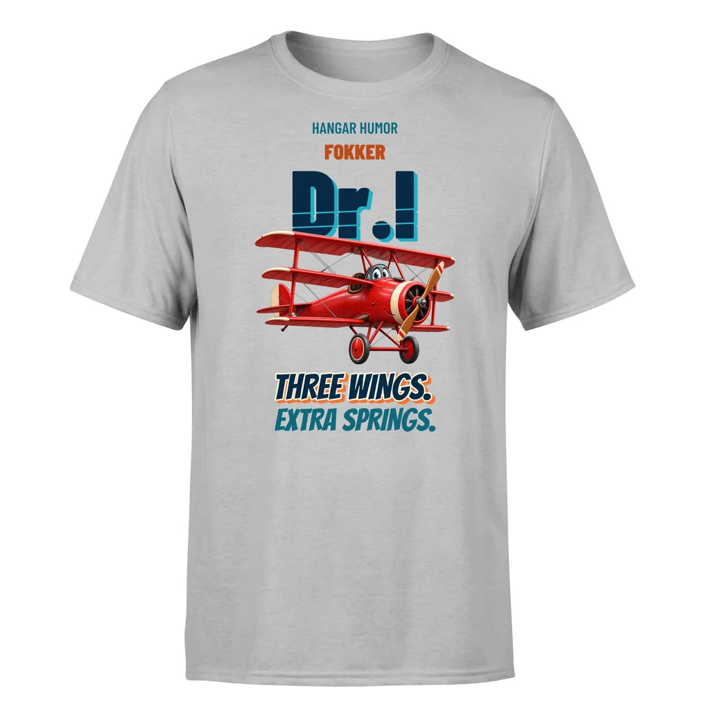 Fokker Dr.I - Three wings. Extra springs. - Premium T-Shirt design on lightgray premium t shirt