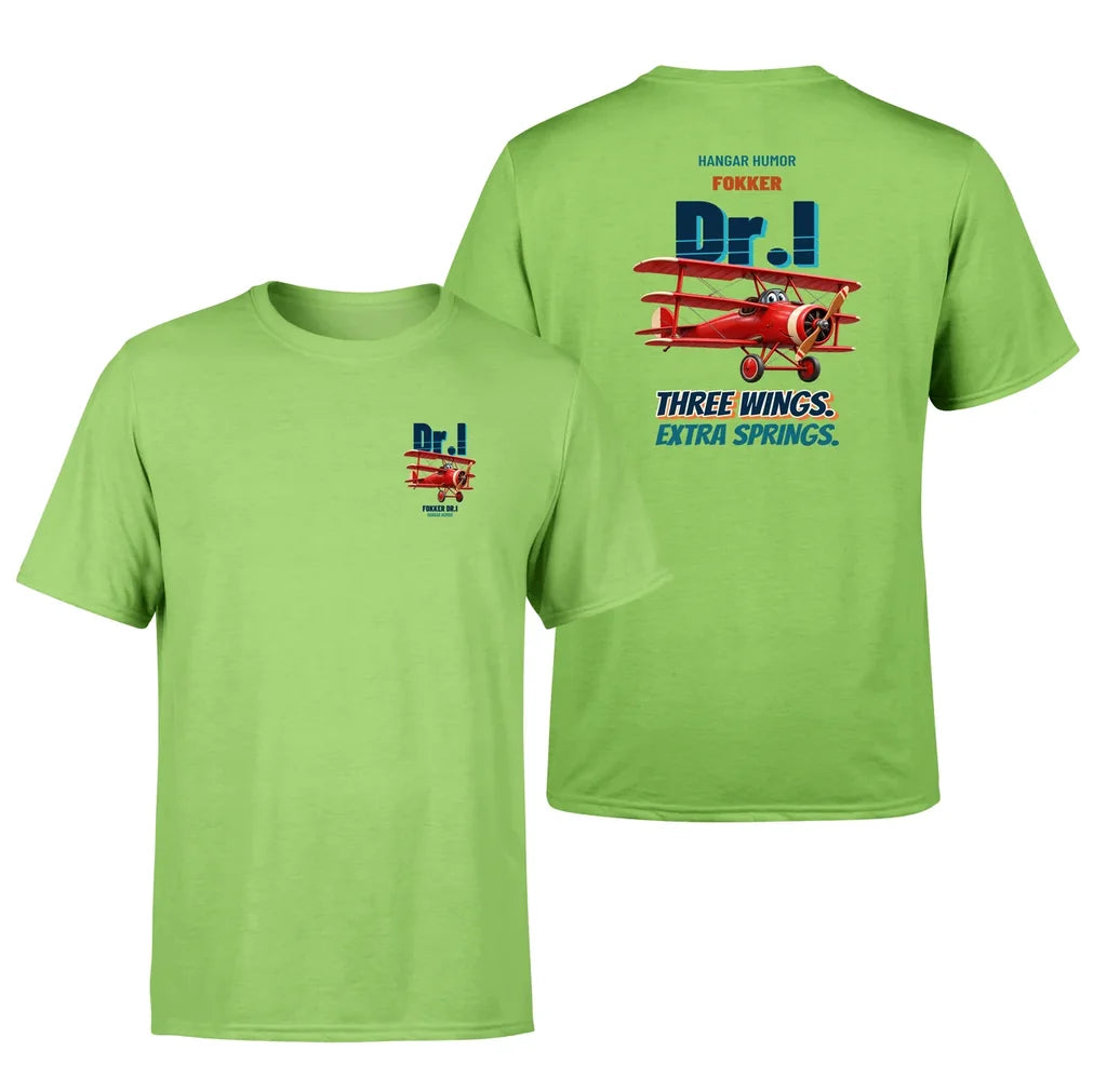 Fokker Dr.I - Three wings. Extra springs. - Double-Side T-Shirt design on lightgreen double side t shirt