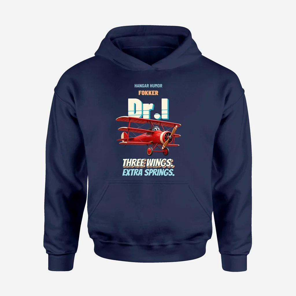 Fokker Dr.I - Three wings. Extra springs. design on navy blue hoodie single side