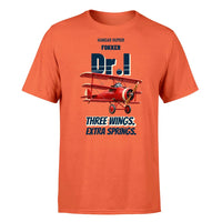 Thumbnail for Fokker Dr.I - Three wings. Extra springs. - Premium T-Shirt design on orange premium t shirt