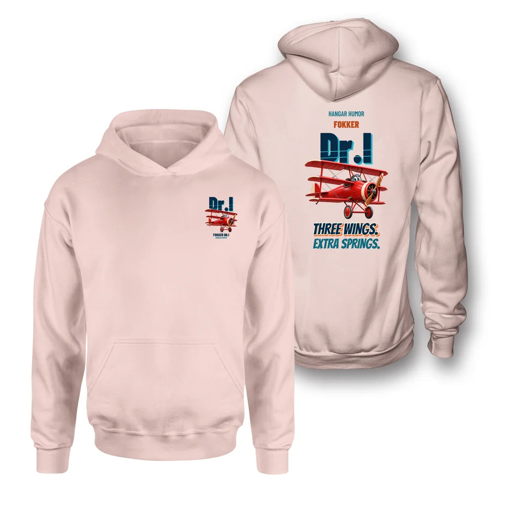 Fokker Dr.I - Three wings. Extra springs. - Double-Side Hoodie design on pink double side hoodie
