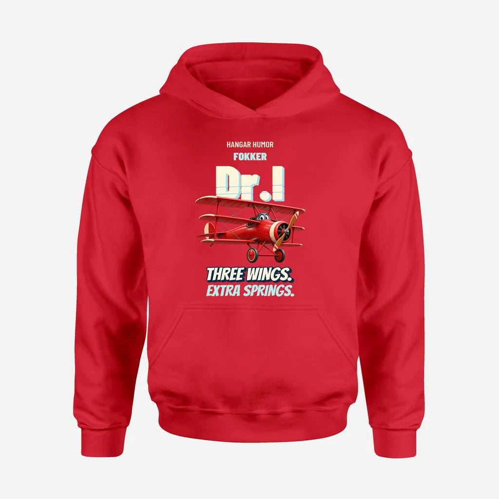 Fokker Dr.I - Three wings. Extra springs. design on red hoodie single side