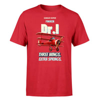 Thumbnail for Fokker Dr.I - Three wings. Extra springs. - Premium T-Shirt design on red premium t shirt