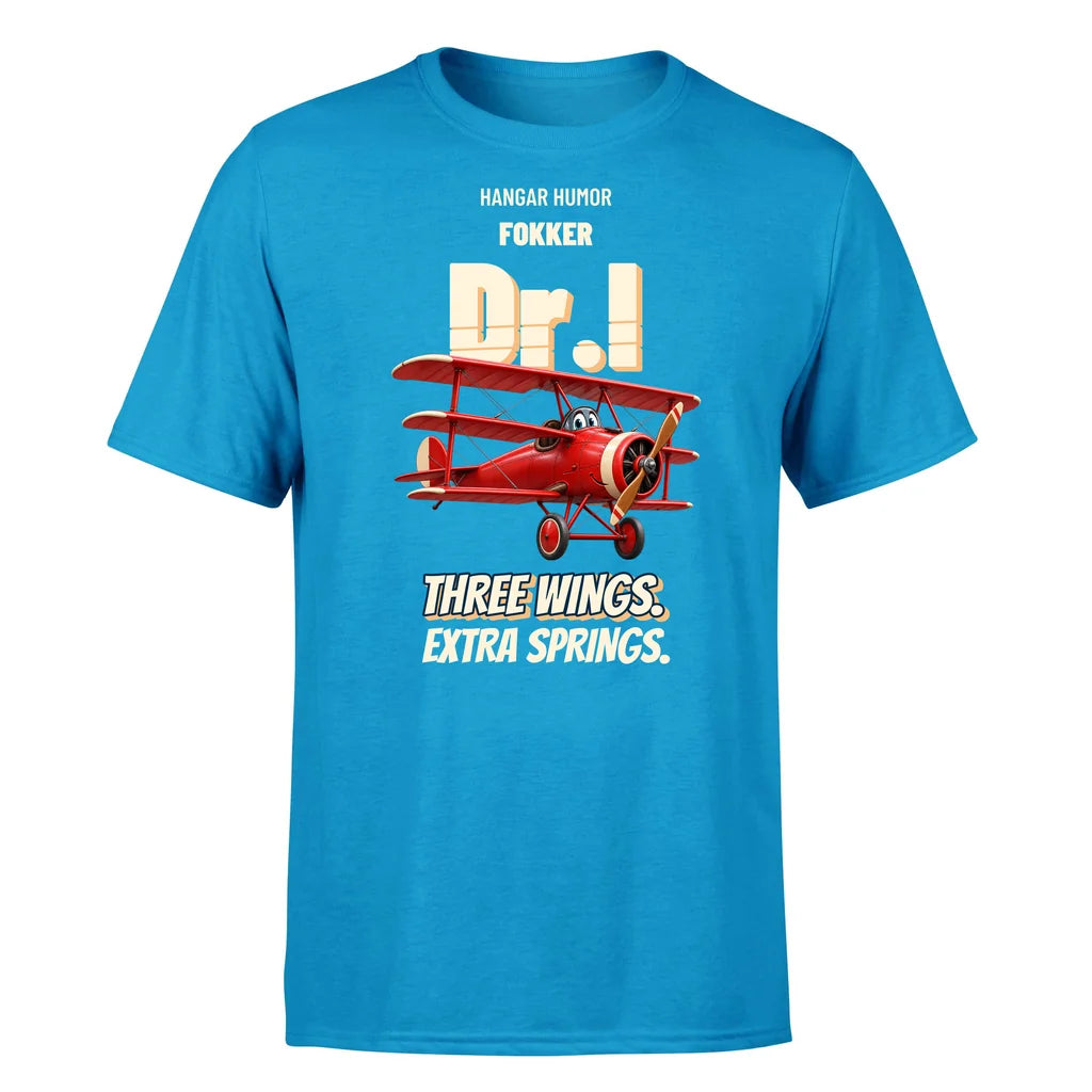 Fokker Dr.I - Three wings. Extra springs. - Premium T-Shirt design on turquoise premium t shirt